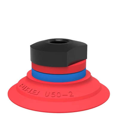 0101810派亚博吸盘Suction cup U50-2 Silicone,1/8寸 NPSF female,with mesh filter适用于搬运带平整或浅凹表面的工件-派亚博吸盘派亚博真空发生器piab吸盘