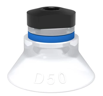 9909676派亚博吸盘Suction cup D50 Silicone FCM, 1/8寸NPSF female, with mesh filter适用于弧形和不规则表面。某些场合下甚至可从角落或边缘处提升工件。不适用于平坦表面-piab吸盘派亚博真空发生器真空搬运系统真空抓取系统